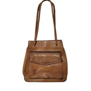 Vintage Fossil Brown Pebbled Leather Shoulder Bag Satchel #75082 Key Charm Retro